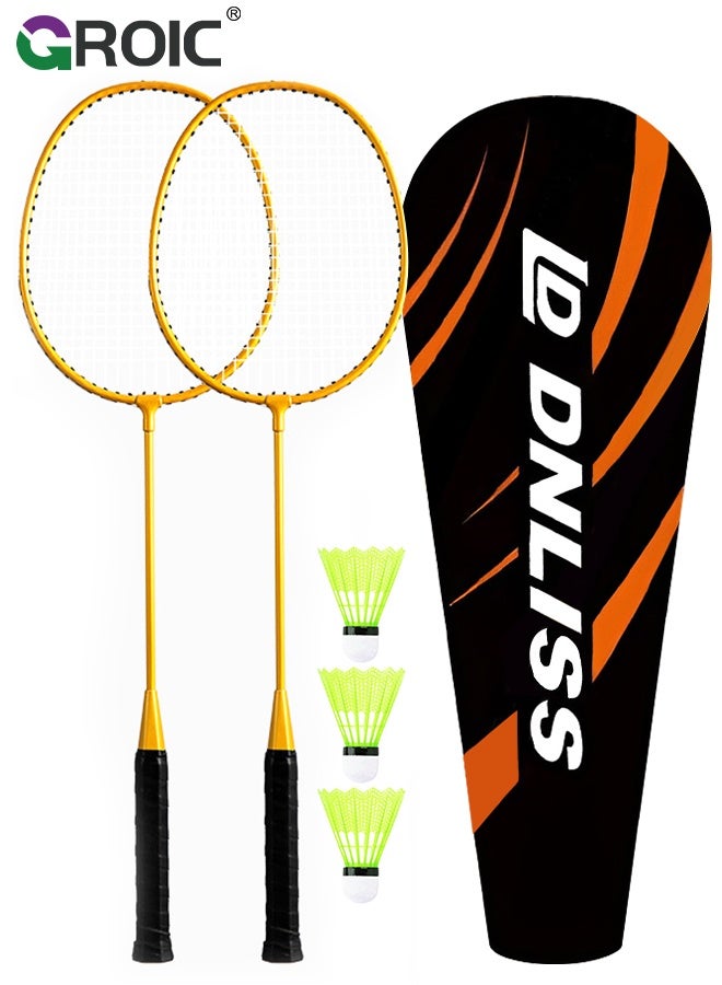 Badminton Racket Set, Includ 2 Rackets, 3 Birdies, 1 Carrying Bag, Lightweight and high Performance for Sports, Training and Entertainment, Outdoor Game for Adult Family Beginner, Badminton Racquet